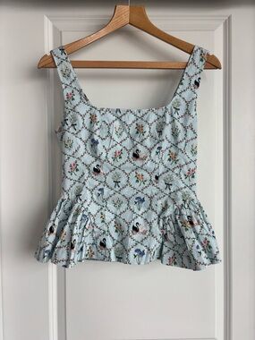 Avec Les Filles Light Blue Peplum Top